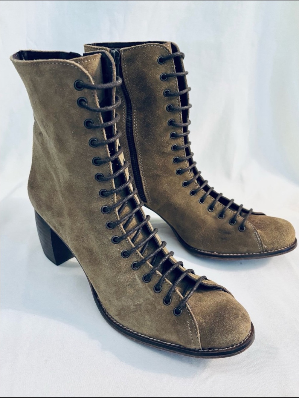 JEFFREY CAMPBELL 3589-K1 Distressed Heeled Lace Up Boots